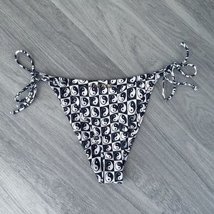 Skatie Swim x Salty Blonde Vera Tie Bikini Bottom Barbados Yin Yang Navy Blue M
